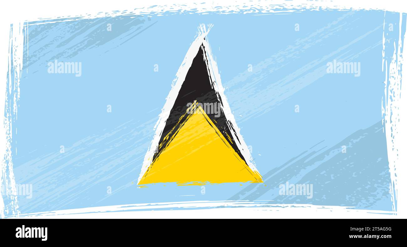 Saint Lucia national flag created in grunge paint style Stock Vector