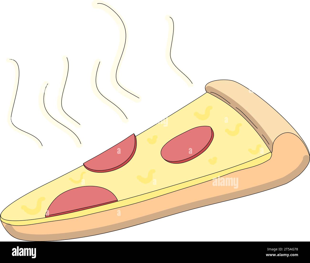 graphic illustrated Pepperoni pizza cartoon hot junk food Stock Vector