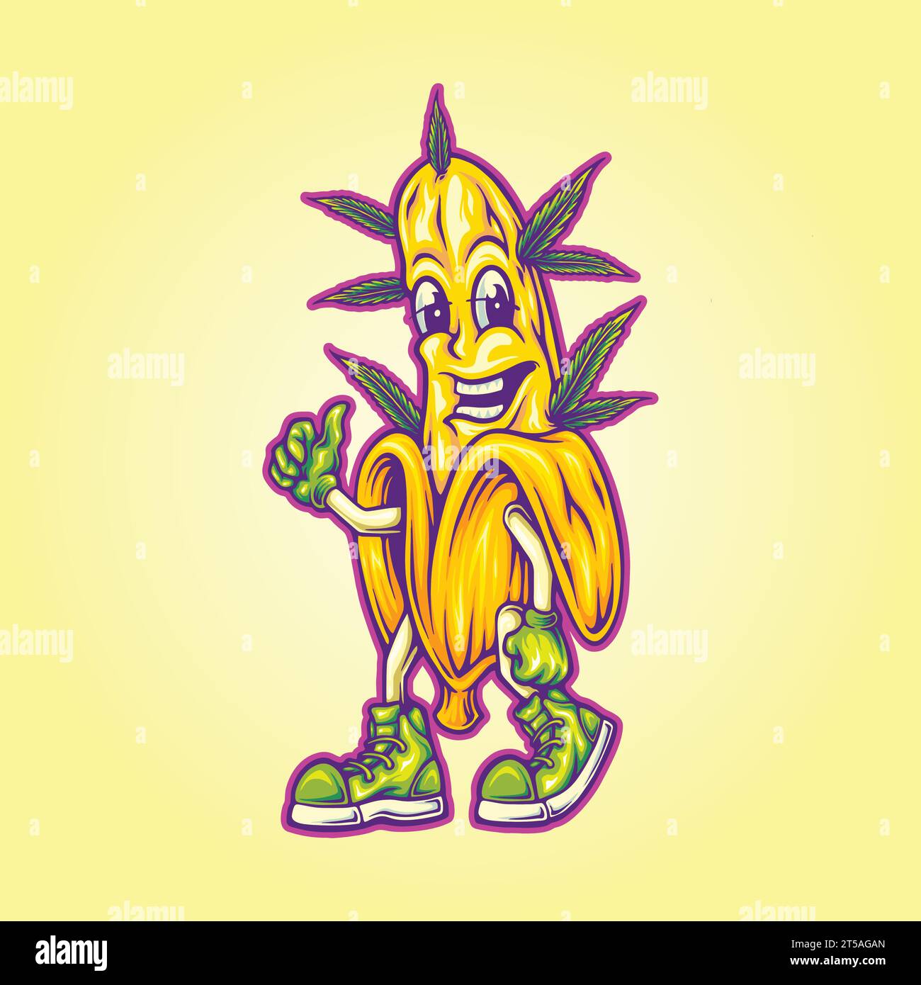 Cute fruity banana flavor cannabis strain vector illustrations for your