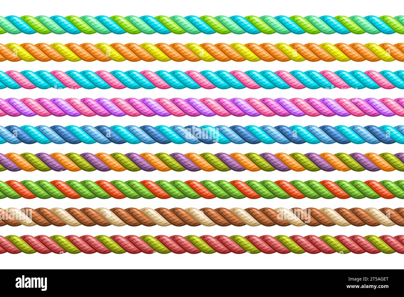 Vector Seamless Rope Set, group of illustration horizontal decorative ...