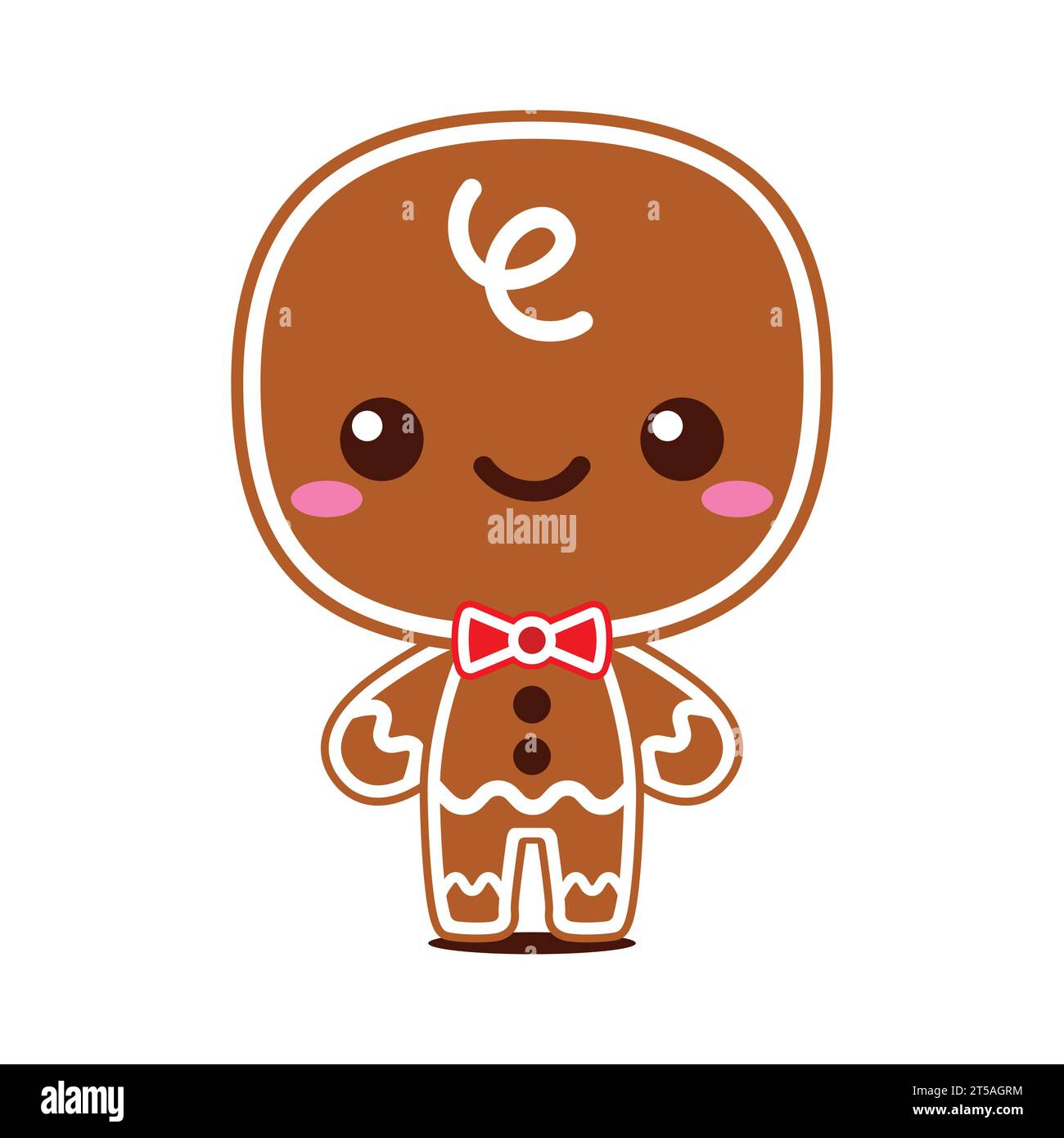 Cute And Kawaii Christmas Gingerbread Man Cartoon Character Stock Vector