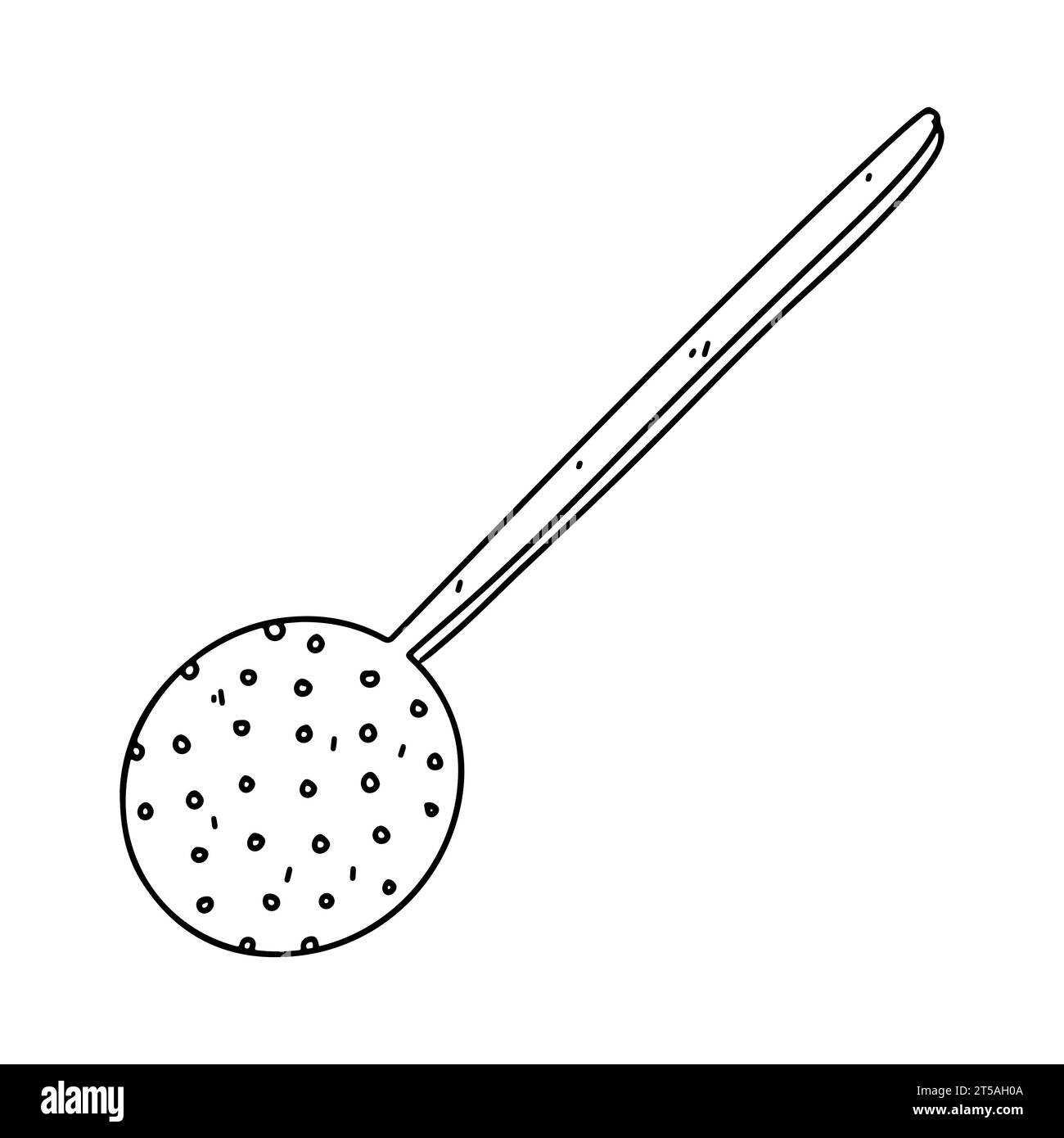 Slotted spoon. Hand drawn doodle style. Vector illustration isolated on