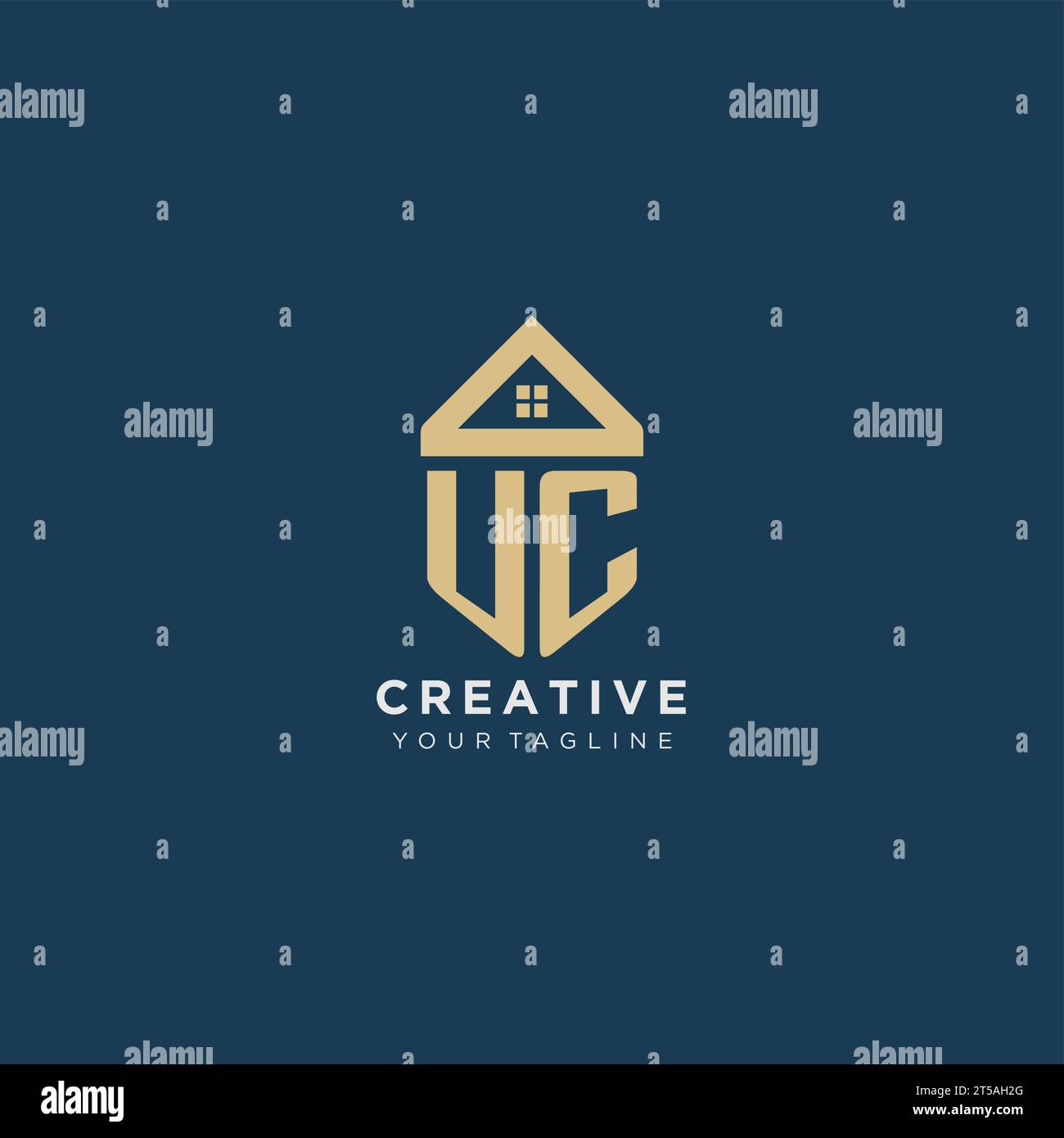 initial letter UC with simple house roof creative logo design for real ...