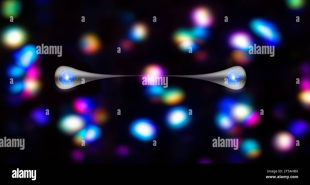 Quantum entanglement. Conceptual illustration of a pair of entangled ...