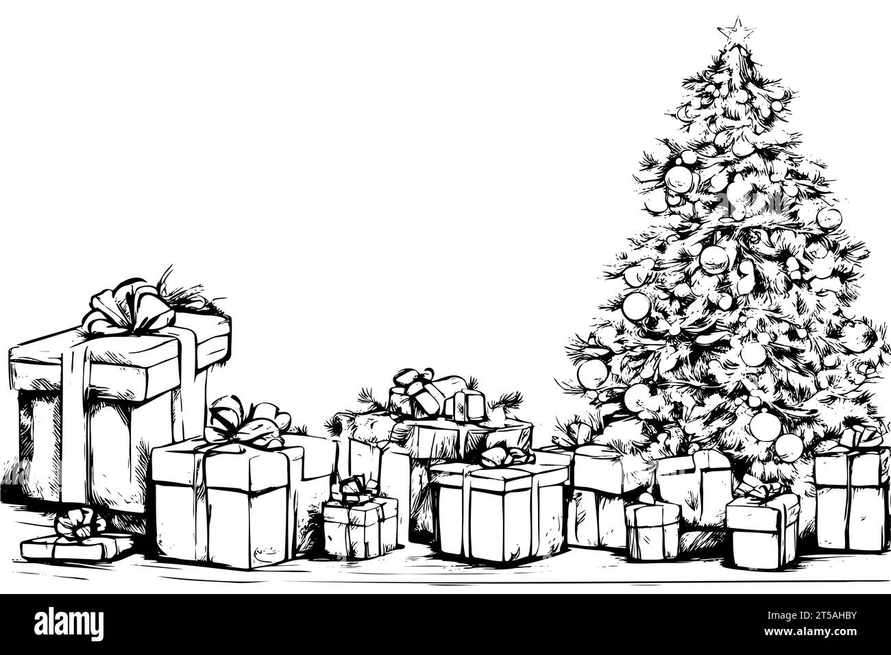 Hand drawn Sketch Christmas tree with gifts Stock Vector Image & Art ...