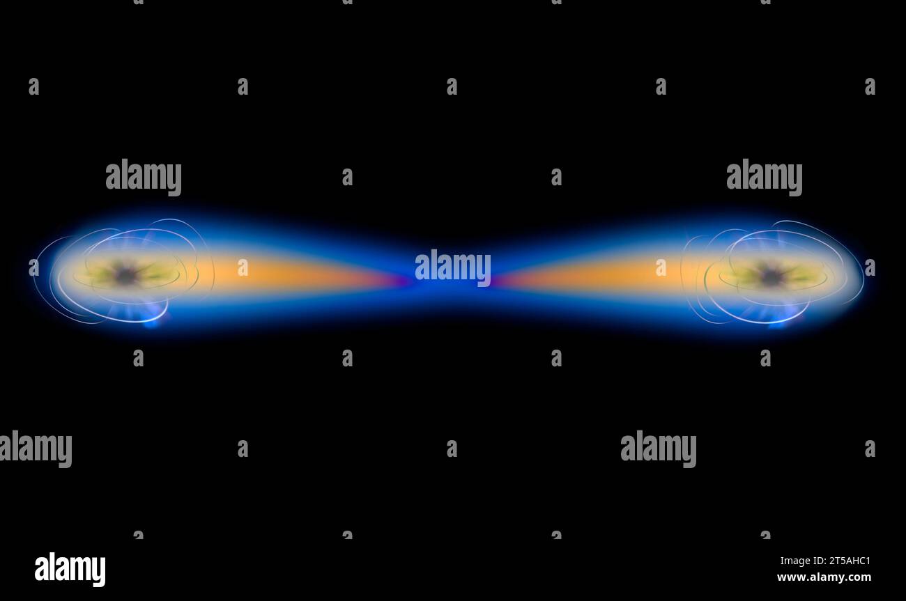 Quantum entanglement. Conceptual illustration of a pair of entangled ...