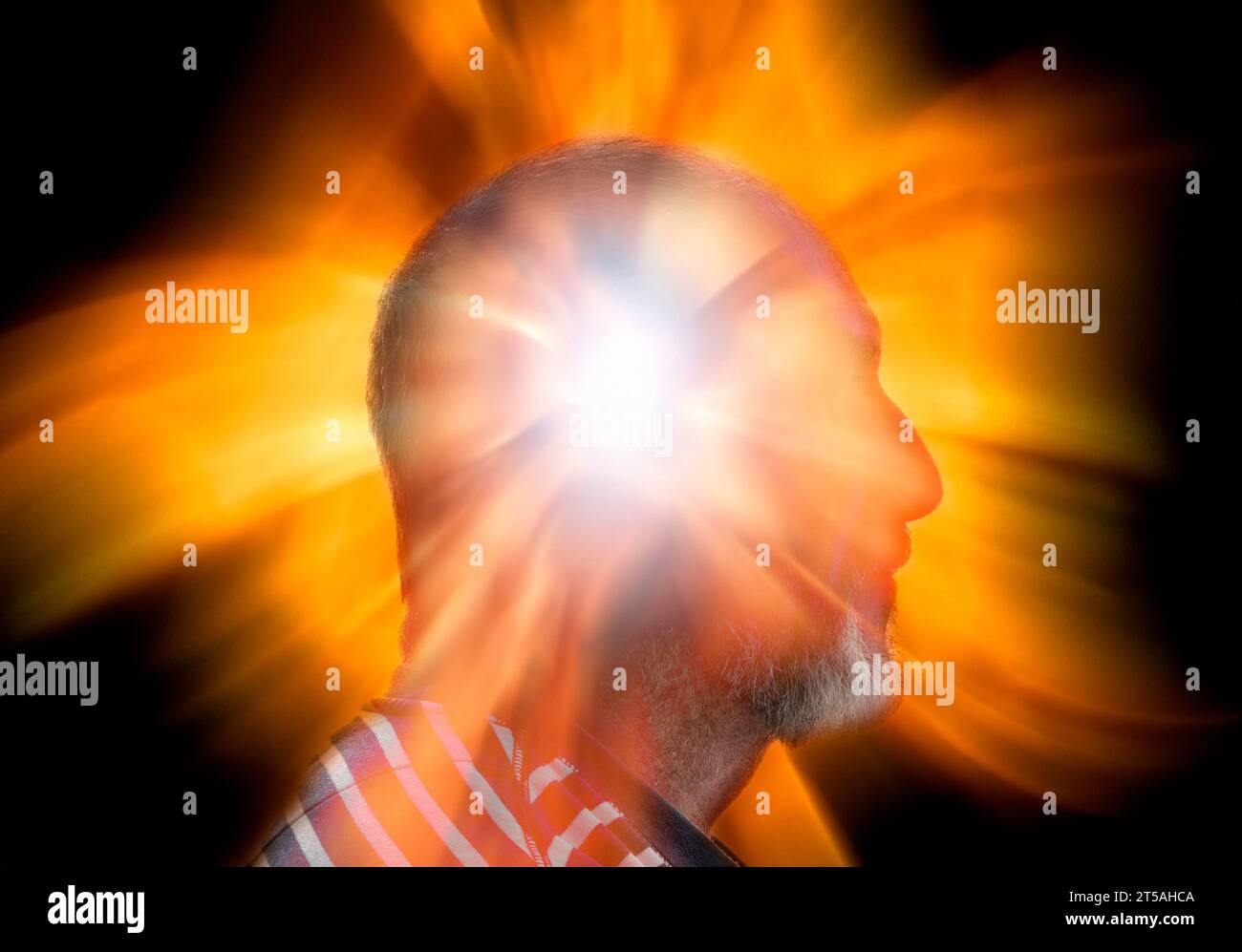 Exploding head syndrome, composite conceptual image. Exploding head