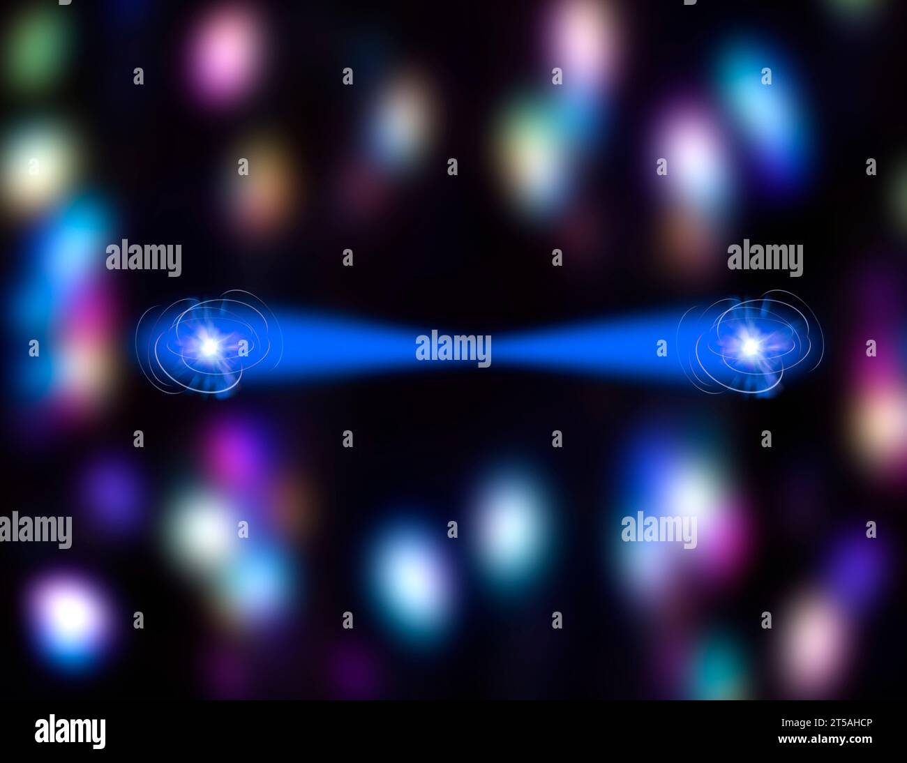 Quantum entanglement. Conceptual illustration of a pair of entangled ...