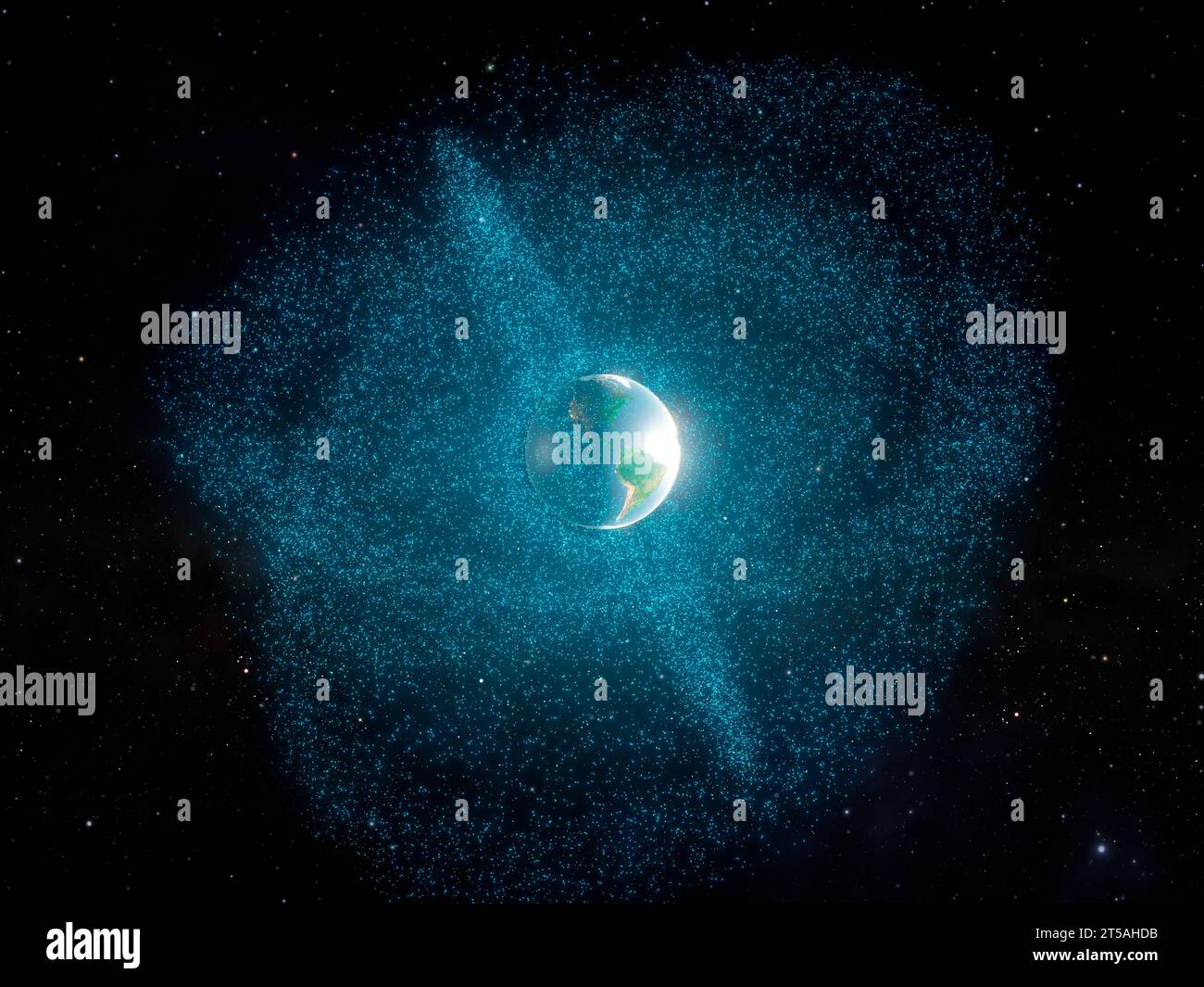Space junk orbiting earth illustration stock photo alamy
