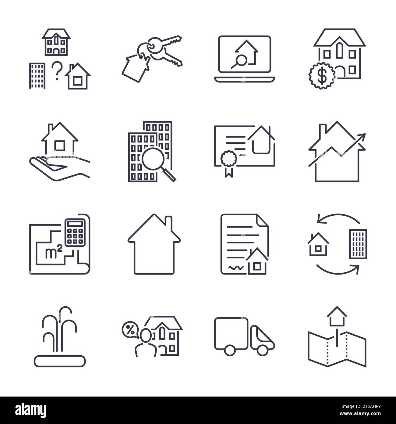 Home, Rent, Mortage Icons Set. Real estate, building, house