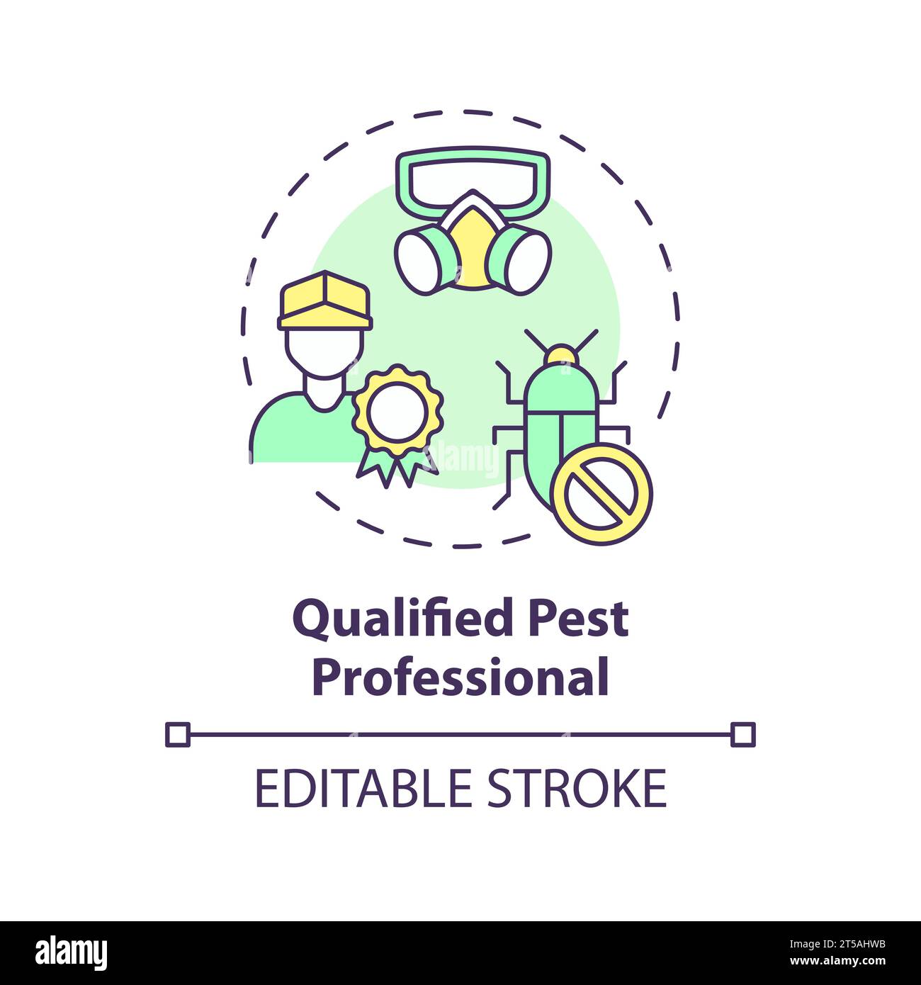 2D simple thin line icon qualified pest professional concept Stock Vector