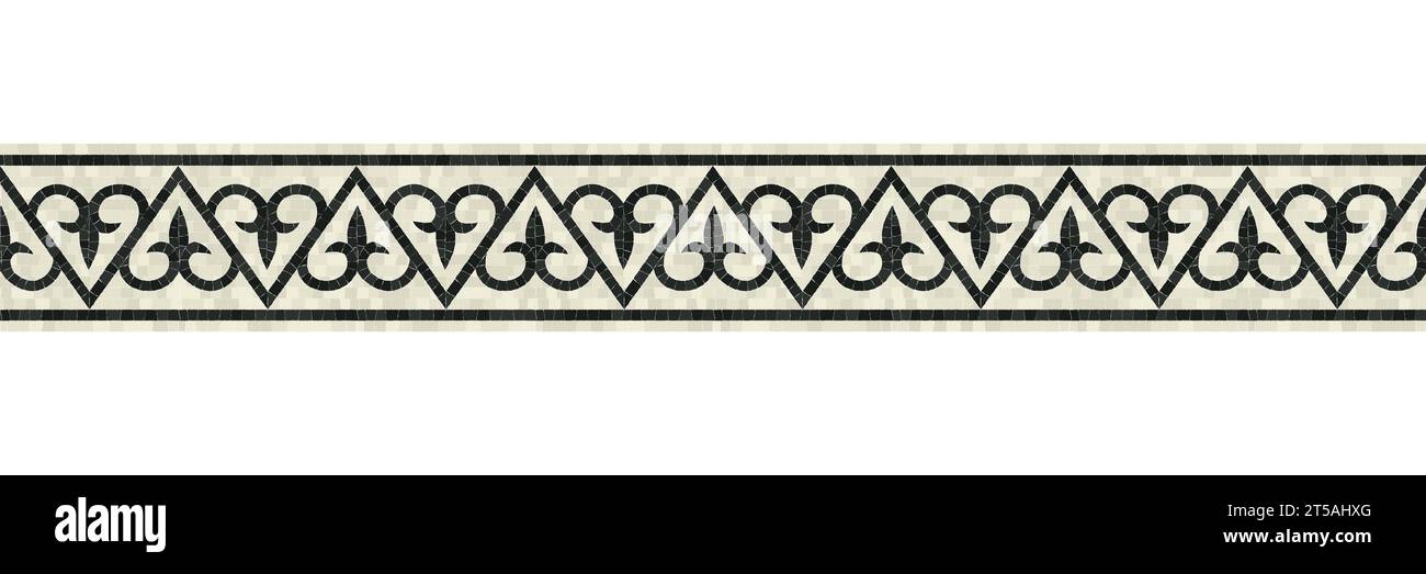 Horizontal border mosaic tiles, vector pattern Stock Vector