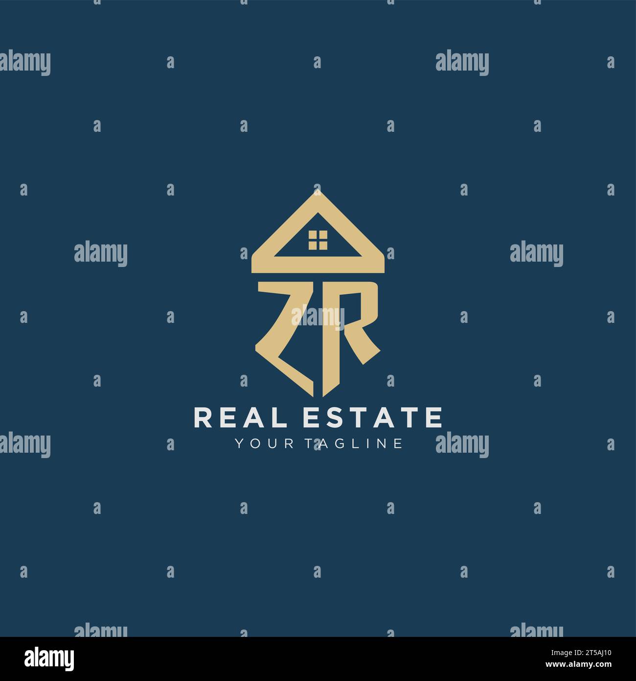 initial letter ZR with simple house roof creative logo design for real ...