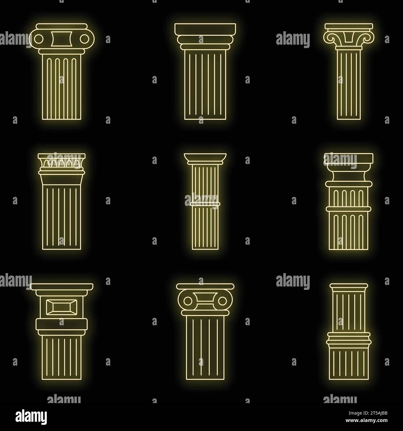 Ancient column icon set. Outline set of ancient column vector icons ...