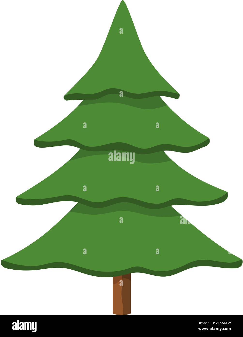 Isolated green cartoon Christmas tree. Coniferous forest tree pine. Cartoon flat style. Symbol of Christmas and New Year. Vector illustration. Stock Vector