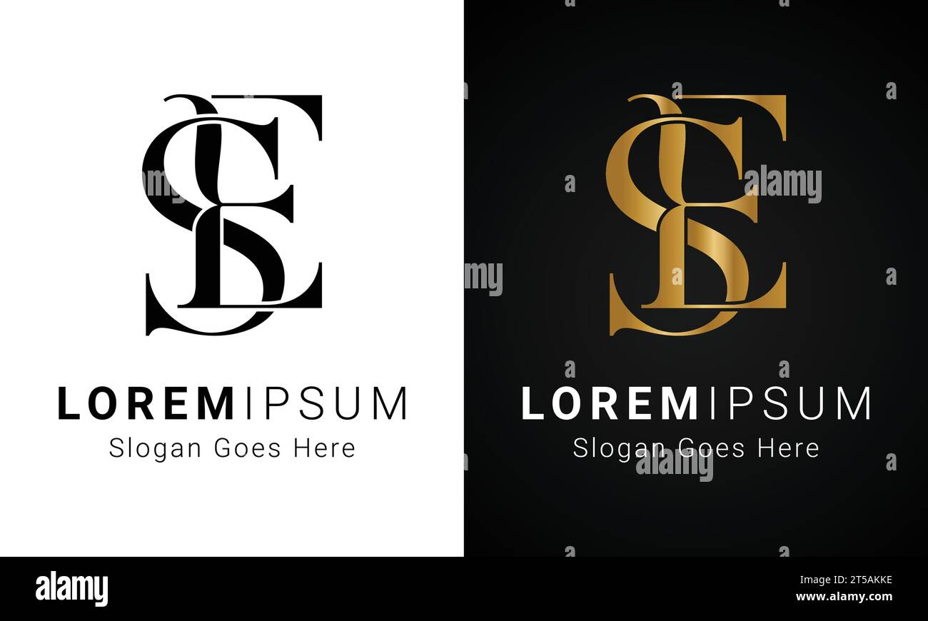 Luxury Initial ES or SE Monogram Text Letter Logo Design Stock Vector