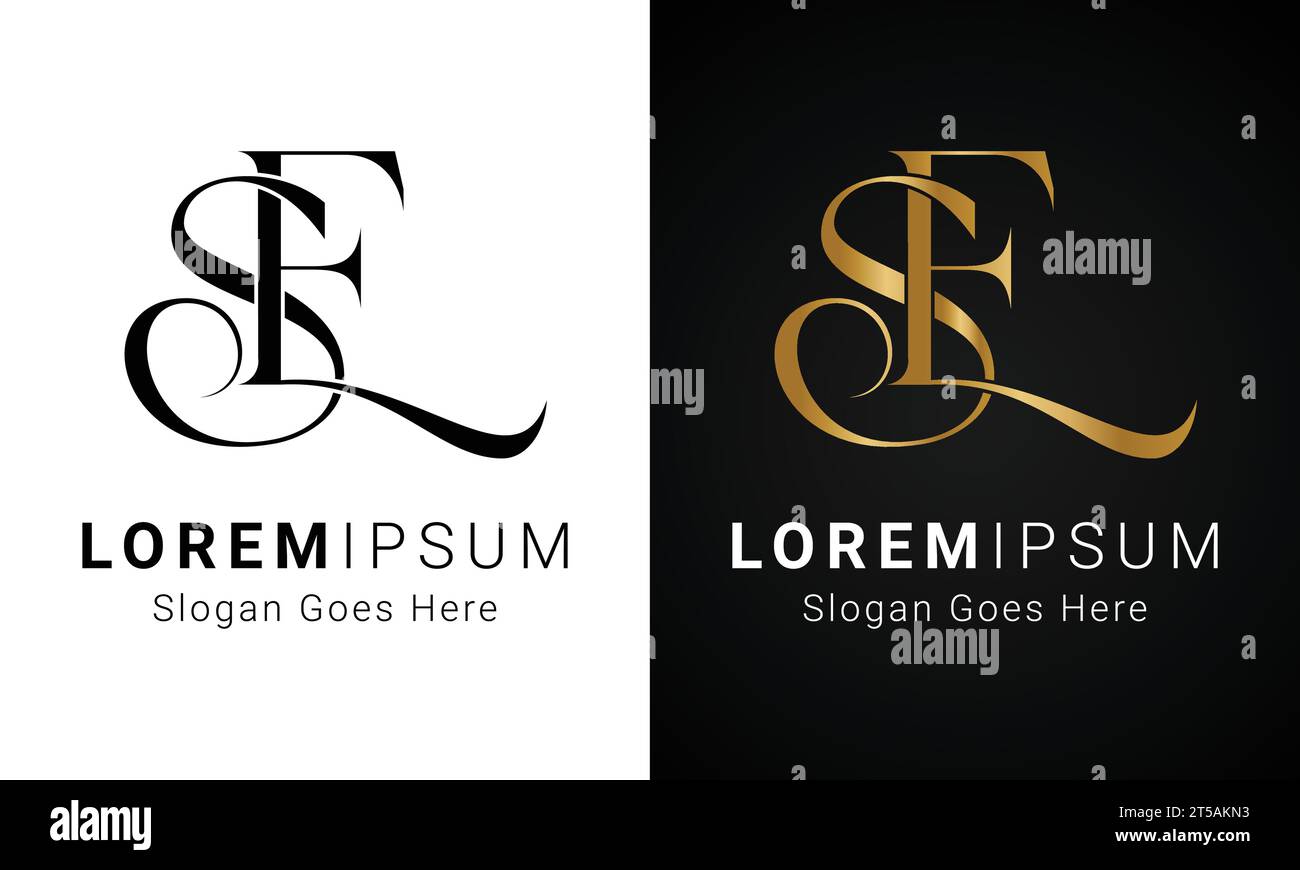 Luxury Initial ES or SE Monogram Text Letter Logo Design Stock Vector