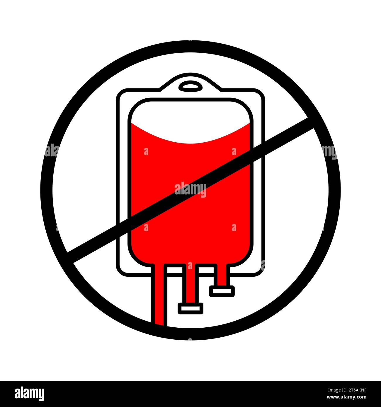 A label depicting the refusal of blood transfusion. Bloodless methods of treatment and surgery. Icon for keychain. Editable stroke Stock Vector