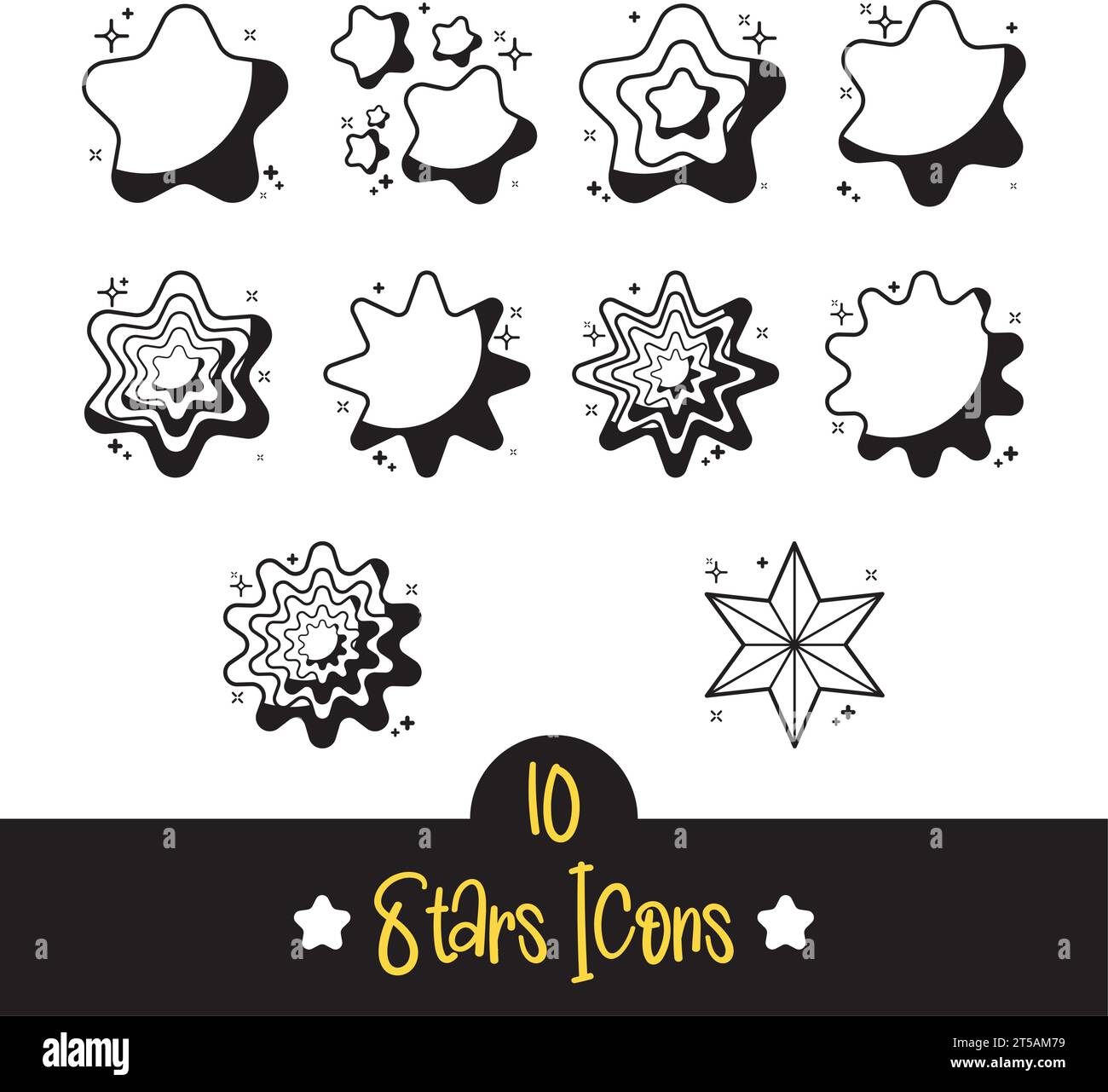 Set of monochrome star shape icons Vector Stock Vector Image & Art - Alamy
