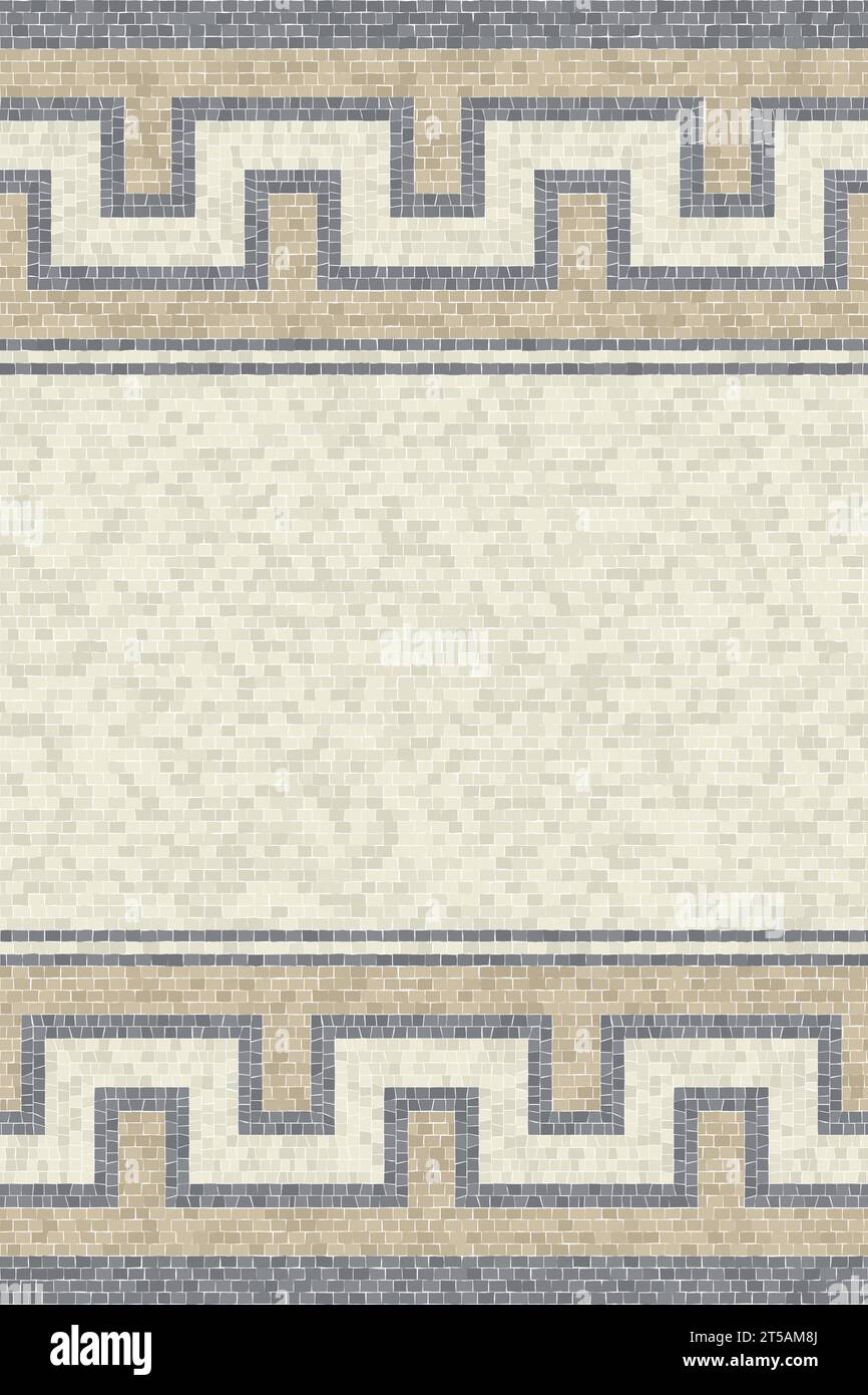 Decorative border pattern with mosaic tile, seamless vector ...
