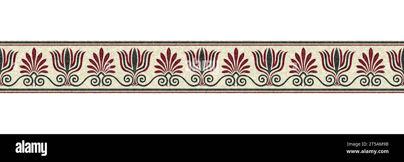 Horizontal border mosaic tiles, vector pattern Stock Vector
