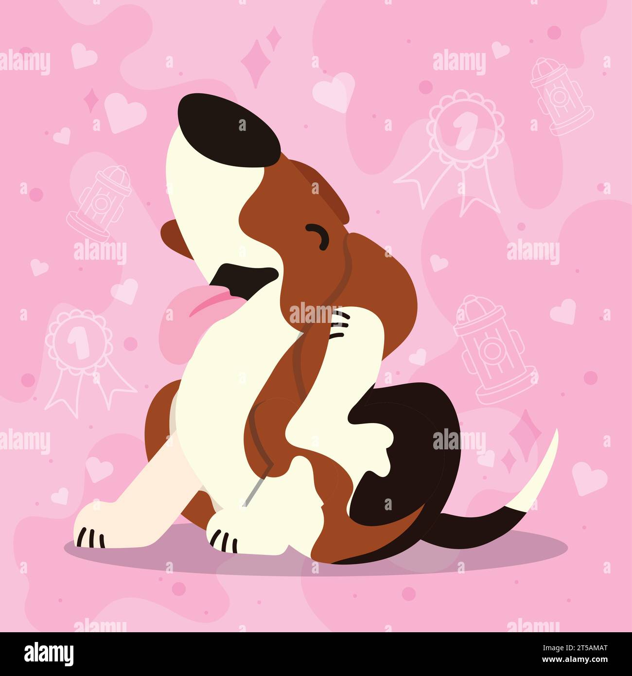 Cute scratching beagle dog cartoon character Vector Stock Vector Image ...