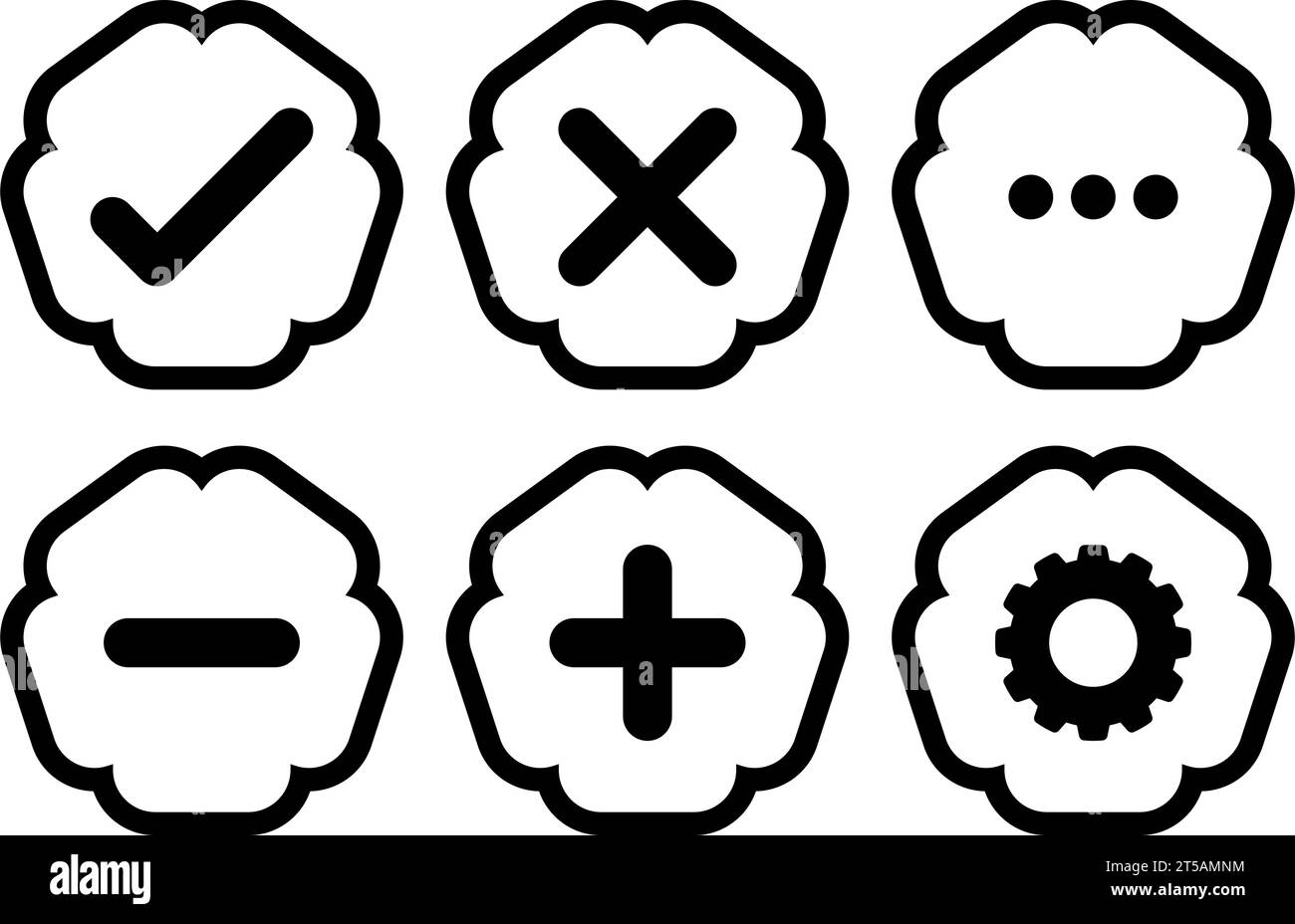 graphic illustrated Right wrong customize Jagged shape buttons icon set Stock Vector