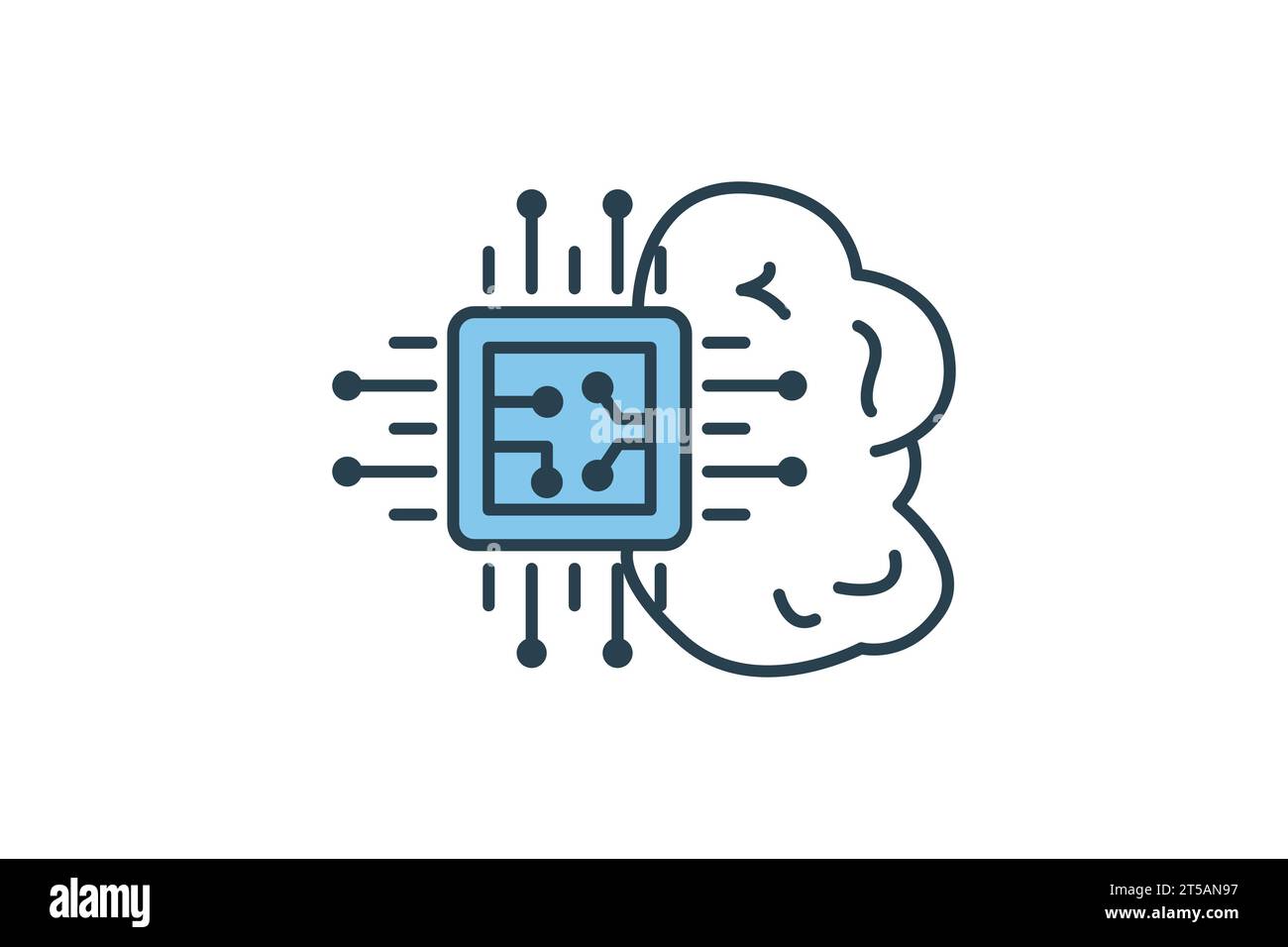 artificial intelligence icon. brain and cpu. icon related to device, artificial intelligence. flat line icon style. simple vector design editable Stock Vector