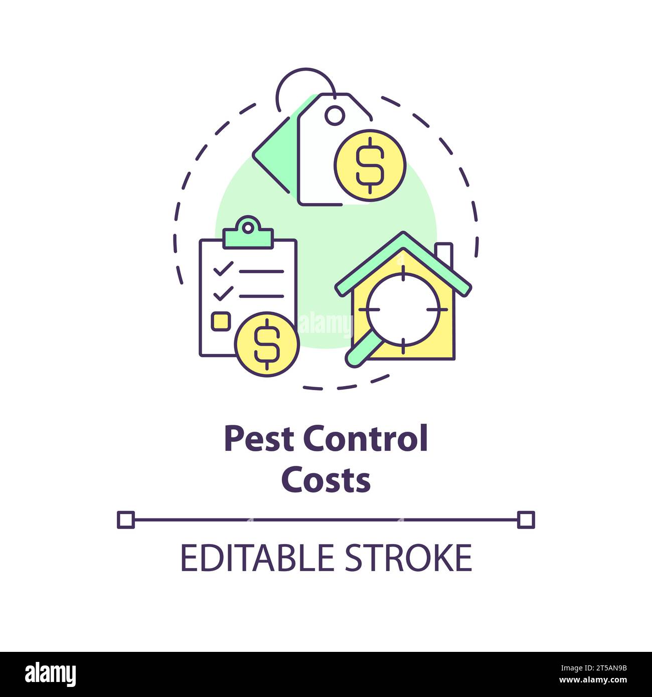 2D simple thin line icon pest control costs concept Stock Vector