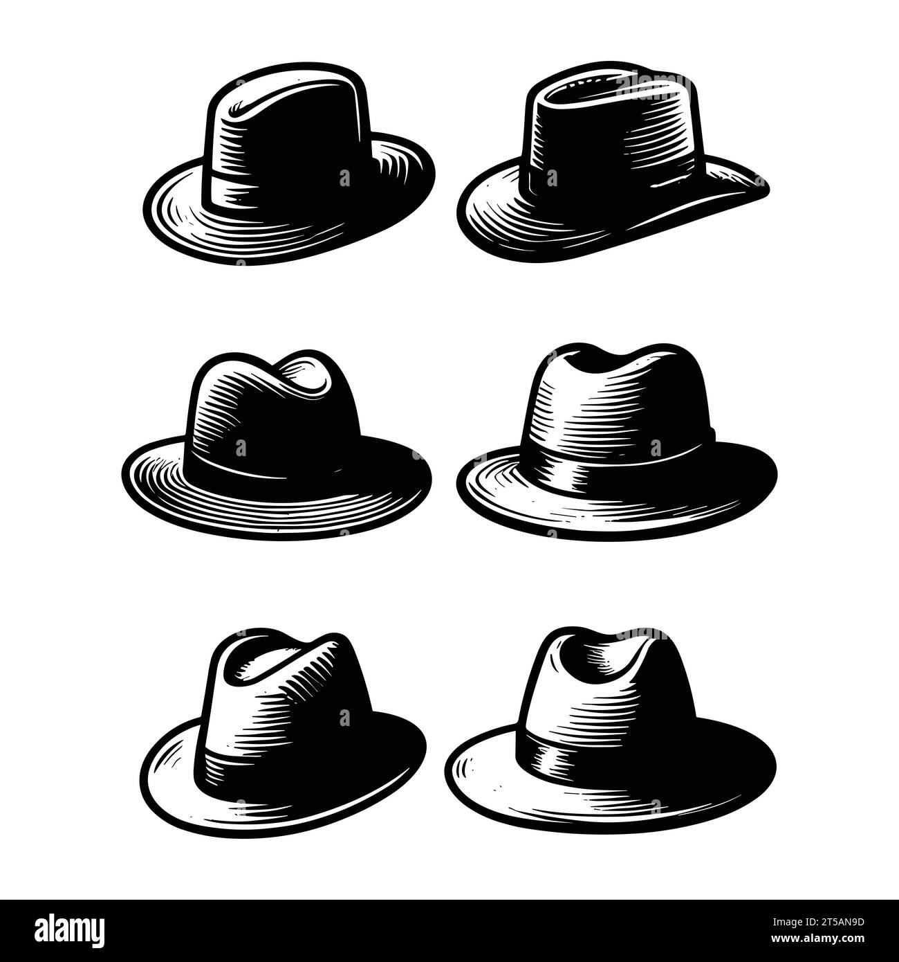 Silhouette set of hat Stock Vector