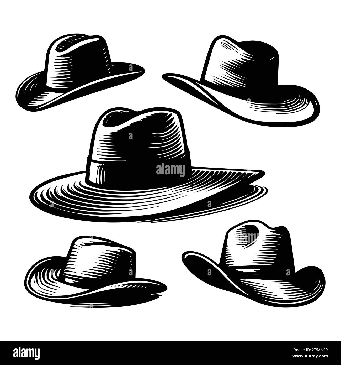 Silhouette set of hat Stock Vector