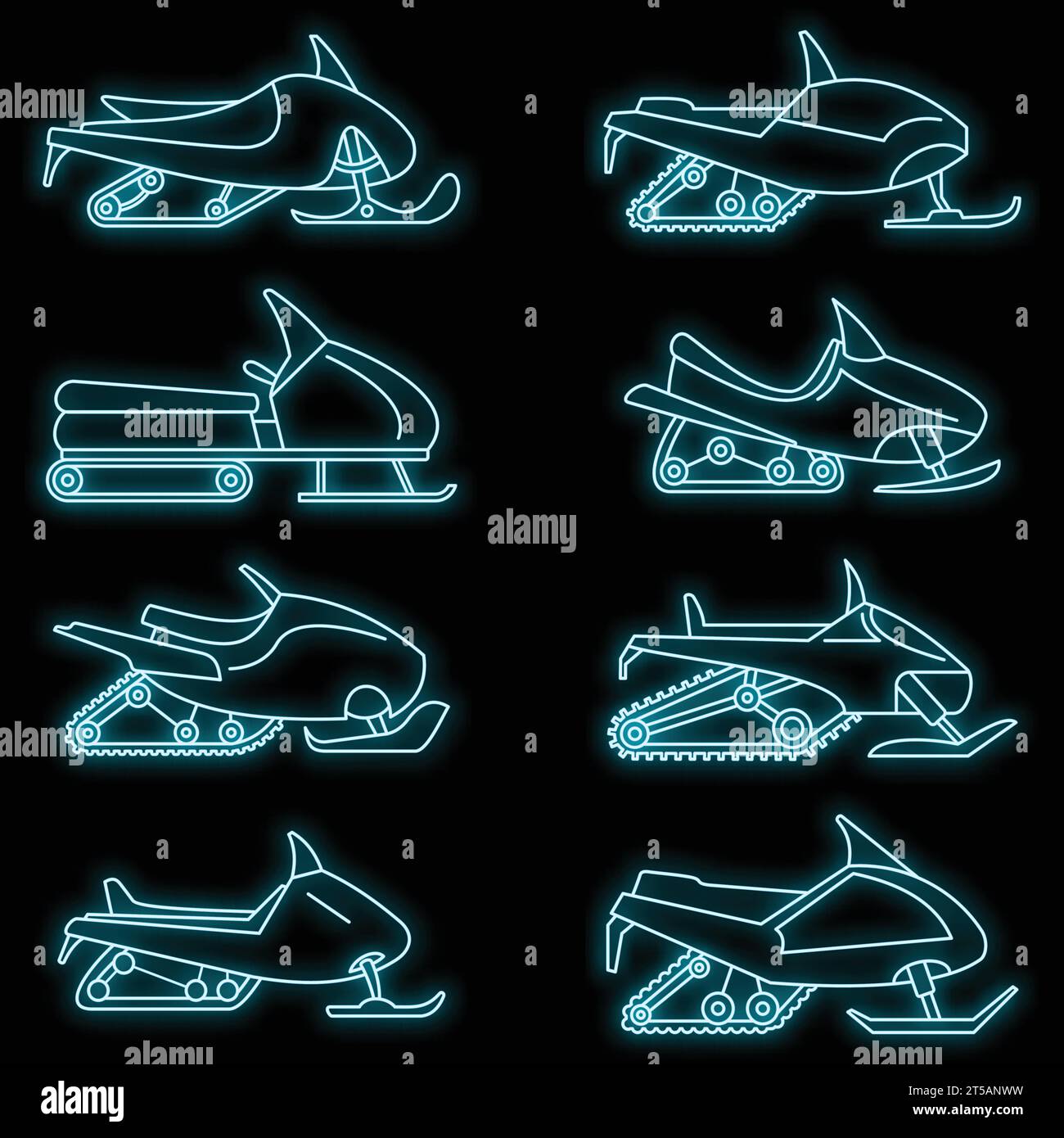 Mountain snowmobile icon set. Outline set of mountain snowmobile vector ...