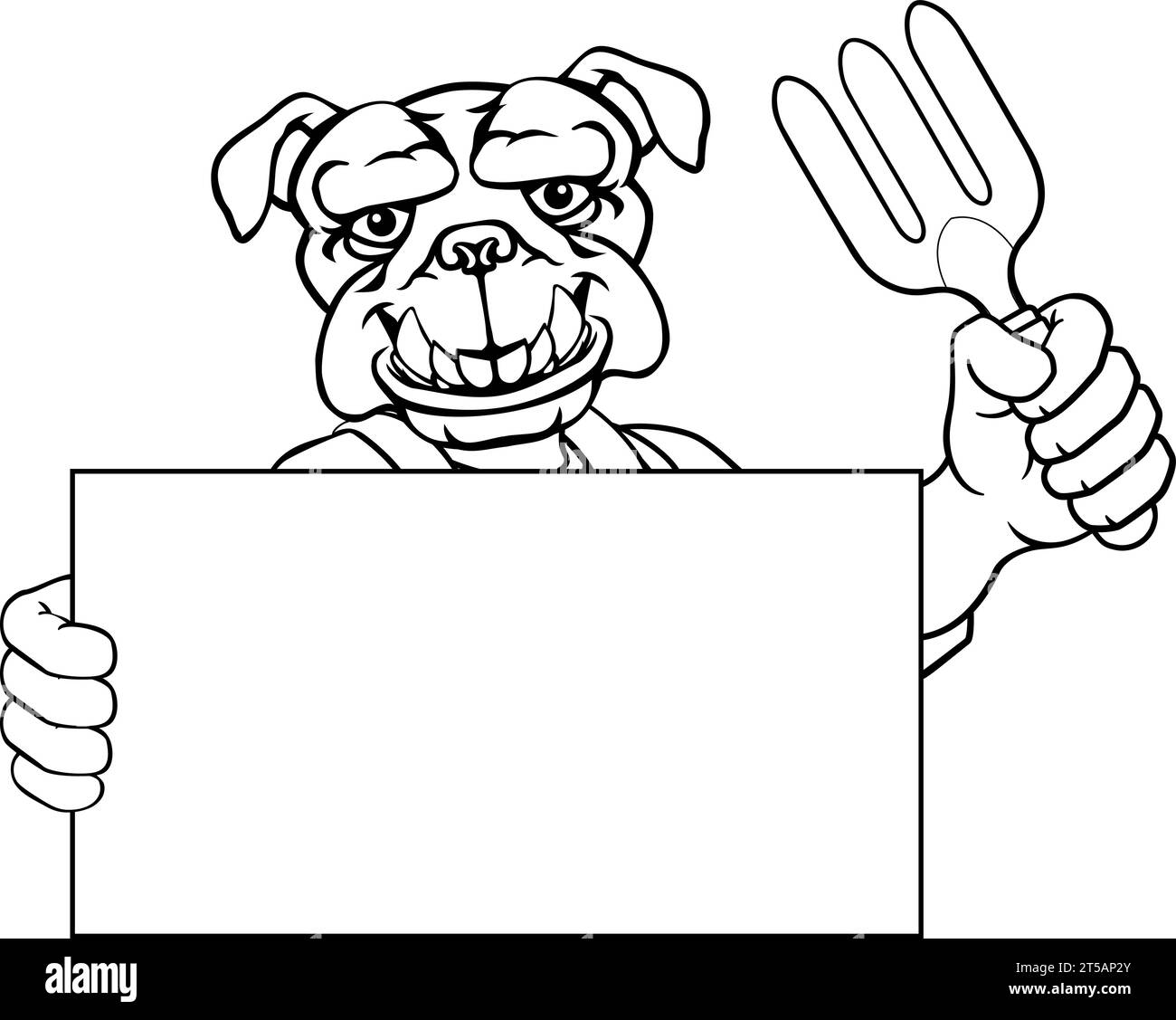 Gardener Tool Farmer Bulldog Dog Cartoon Mascot Stock Vector