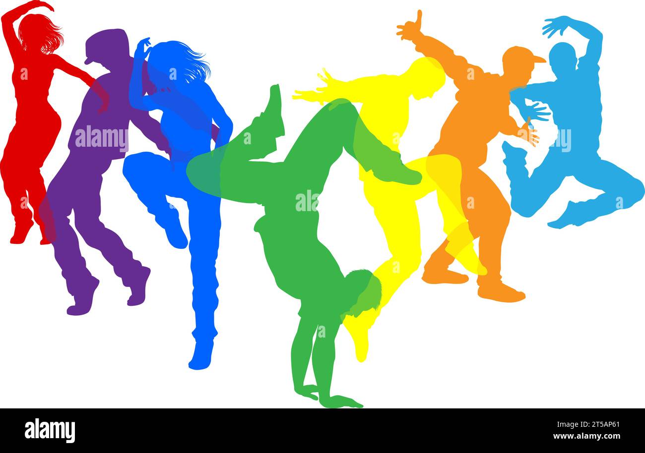 Dancers Silhouette Street Dance Poses Silhouettes Stock Vector Image
