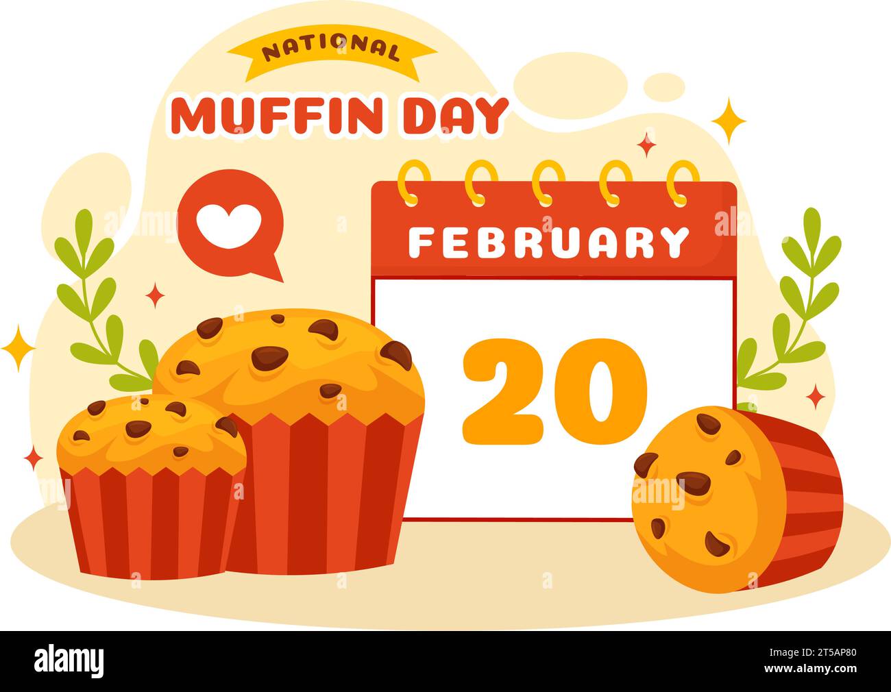 National Muffin Day Vector Illustration on February 20th with Chocolate ...