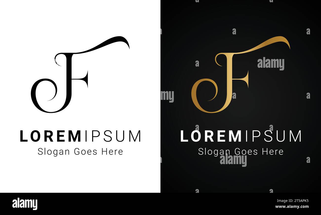 Luxury Initial JF or FJ Monogram Text Letter Logo Design Stock Vector ...