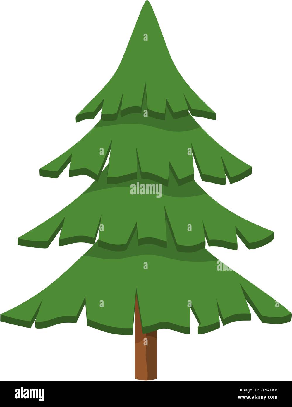 Evergreen coniferous tree spruce. Isolated forest pine tree. Cartoon flat style. Symbol of Christmas and New Year. Vector illustration. Stock Vector