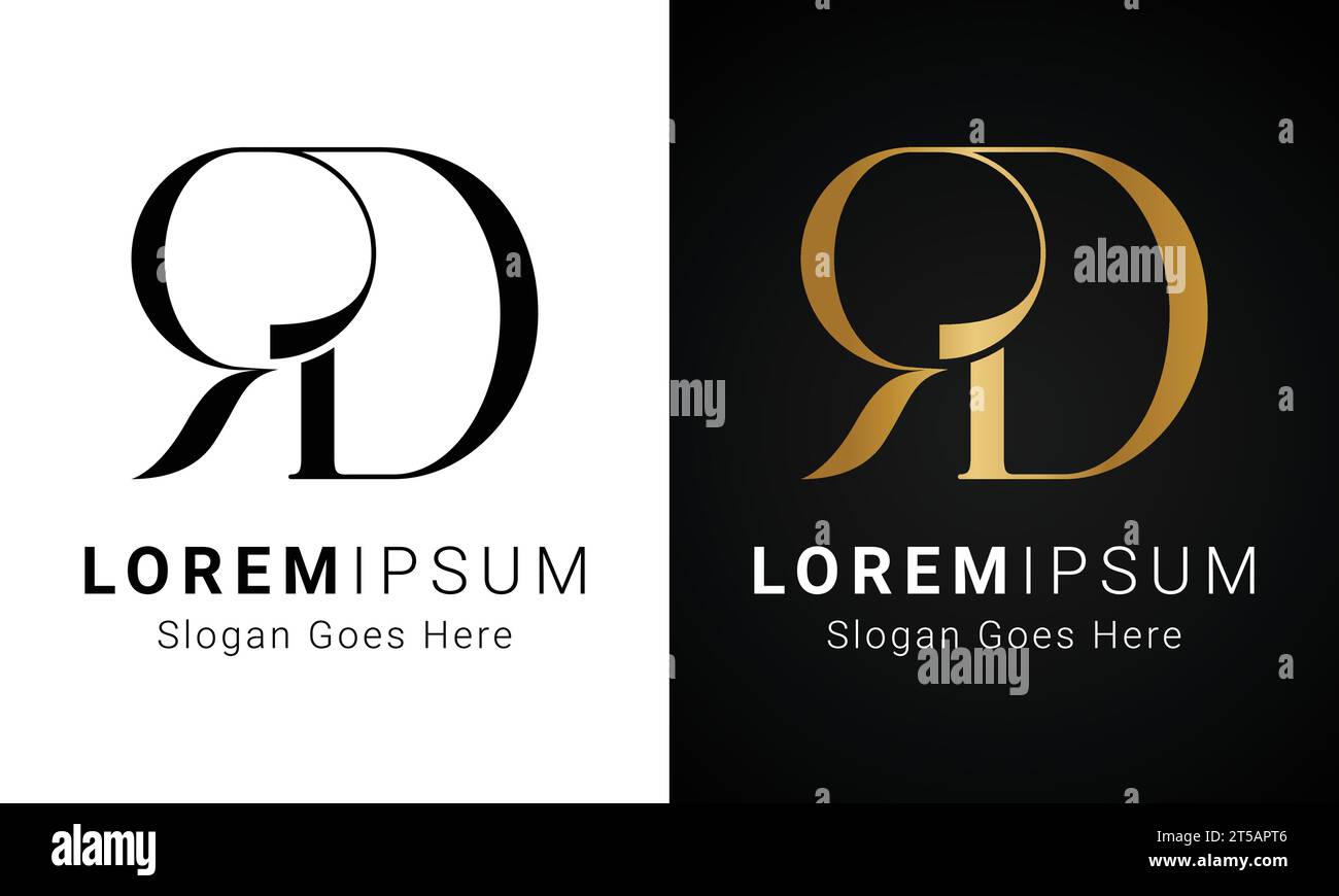 Luxury Initial RD or DR Monogram Text Letter Logo Design Stock Vector