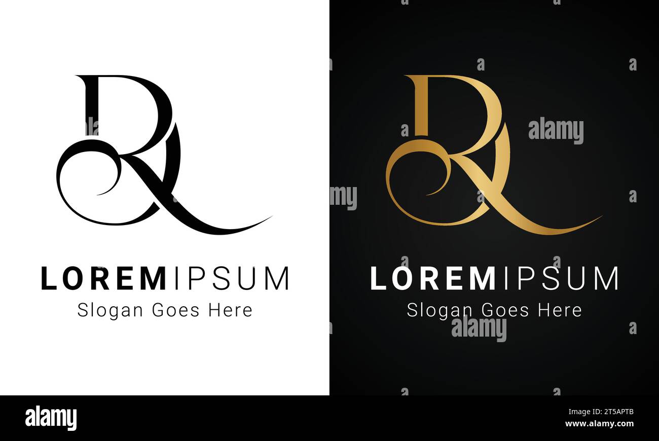 Luxury Initial RD or DR Monogram Text Letter Logo Design Stock Vector