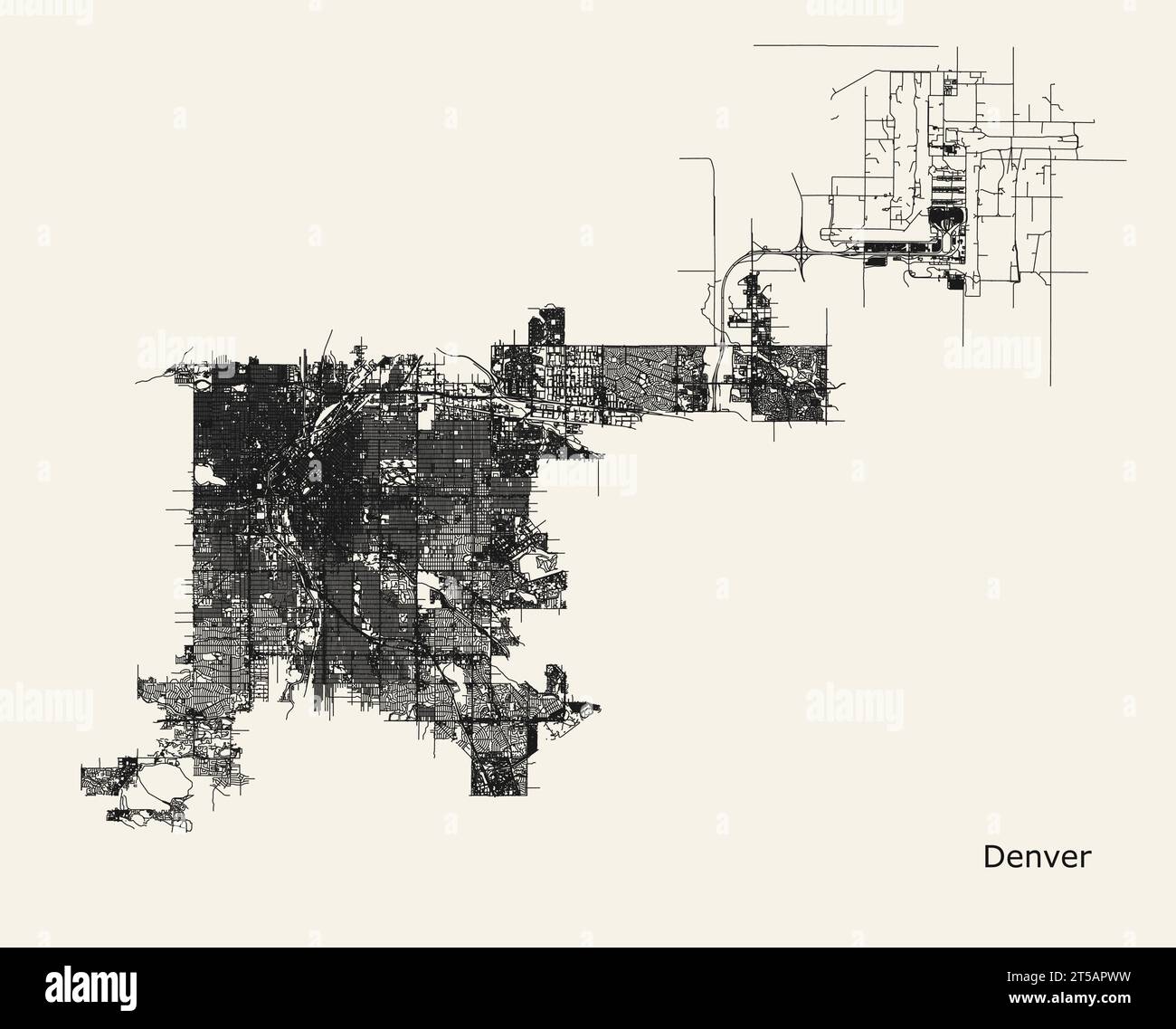 Vector city road map of Denver Colorado USA Stock Vector Image & Art