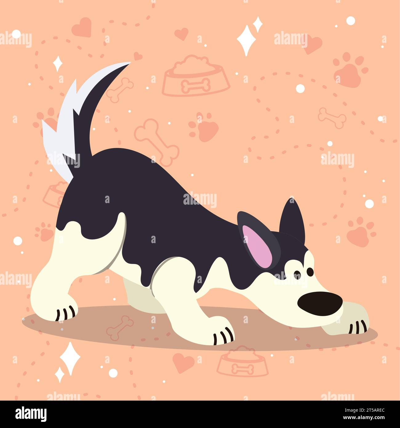 Cartoon Border Collie Sniffing
