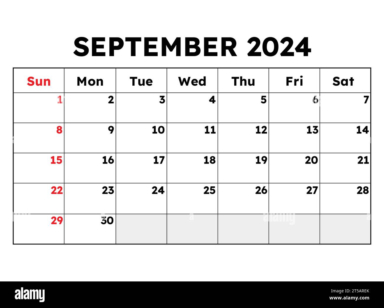 September 2024 calendar. Vector illustration. Monthly planning for your