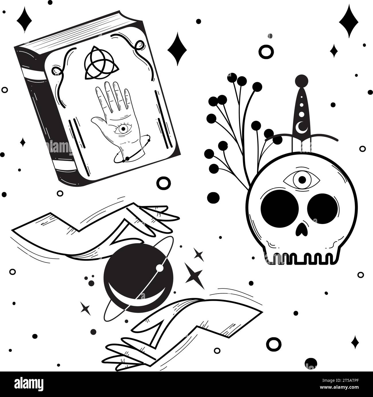 Seamless pattern background with esoterism icons Vector Stock Vector