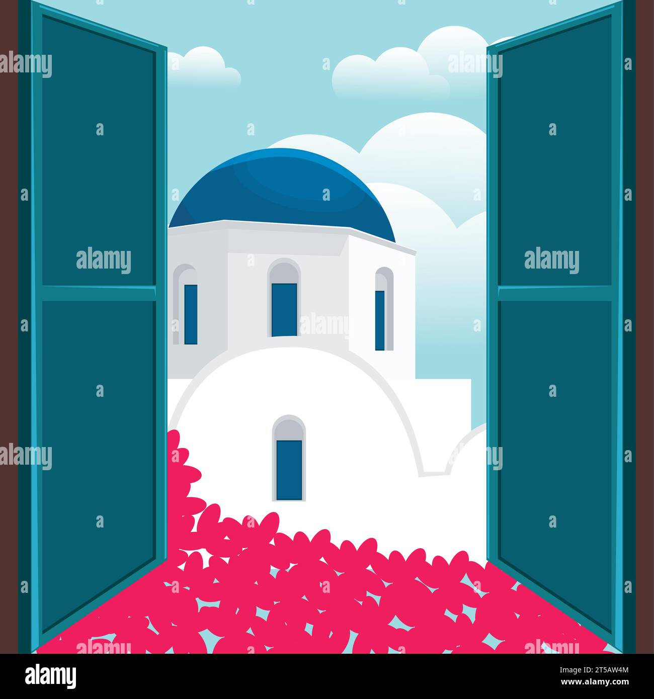 Santorini Greek city Building icon Vector Stock Vector