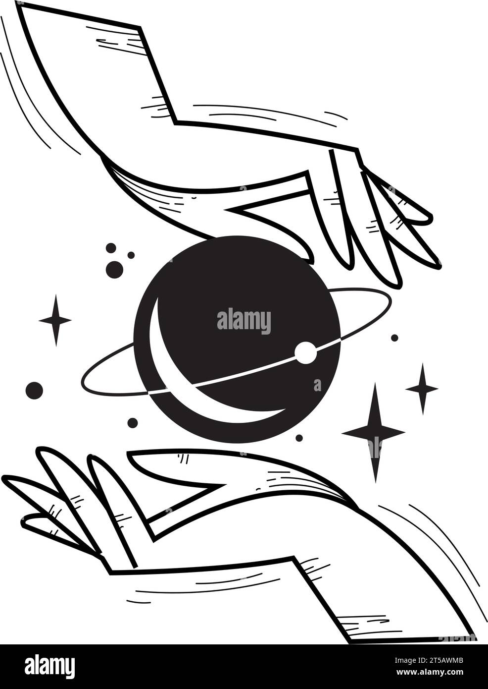 Isolated pair of hands holding a planet Esoterism sketch icon Vector Stock Vector