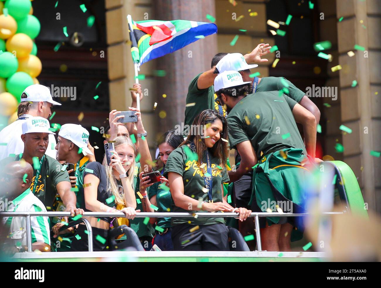 CAPE TOWN, SOUTH AFRICA - NOVEMBER 03: Springbok dietician, Zeenat Simjee, during the Springbok Trophy tour in Cape Town on November 03, 2023 in Cape Town, South Africa. The Springboks beat the New Zealand All Blacks 12-11 to win the Rugby World Cup in Paris, France on Saturday 28 October 2023. (Photo by Roger Sedres) Stock Photo