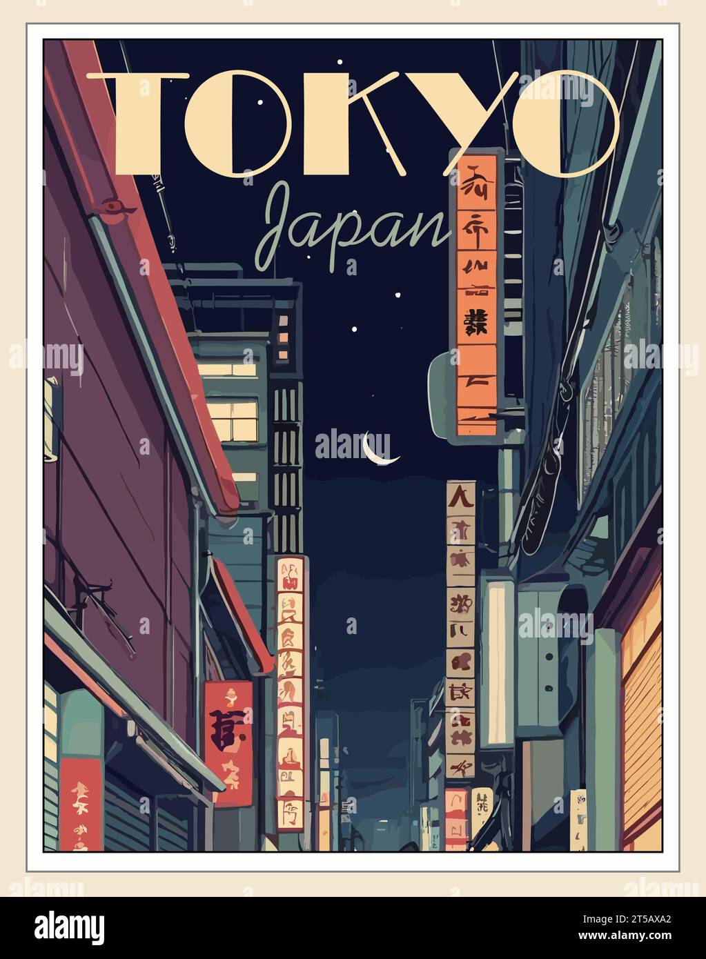 Tokyo Japan Travel Poster in retro style Stock Vector Image & Art Alamy