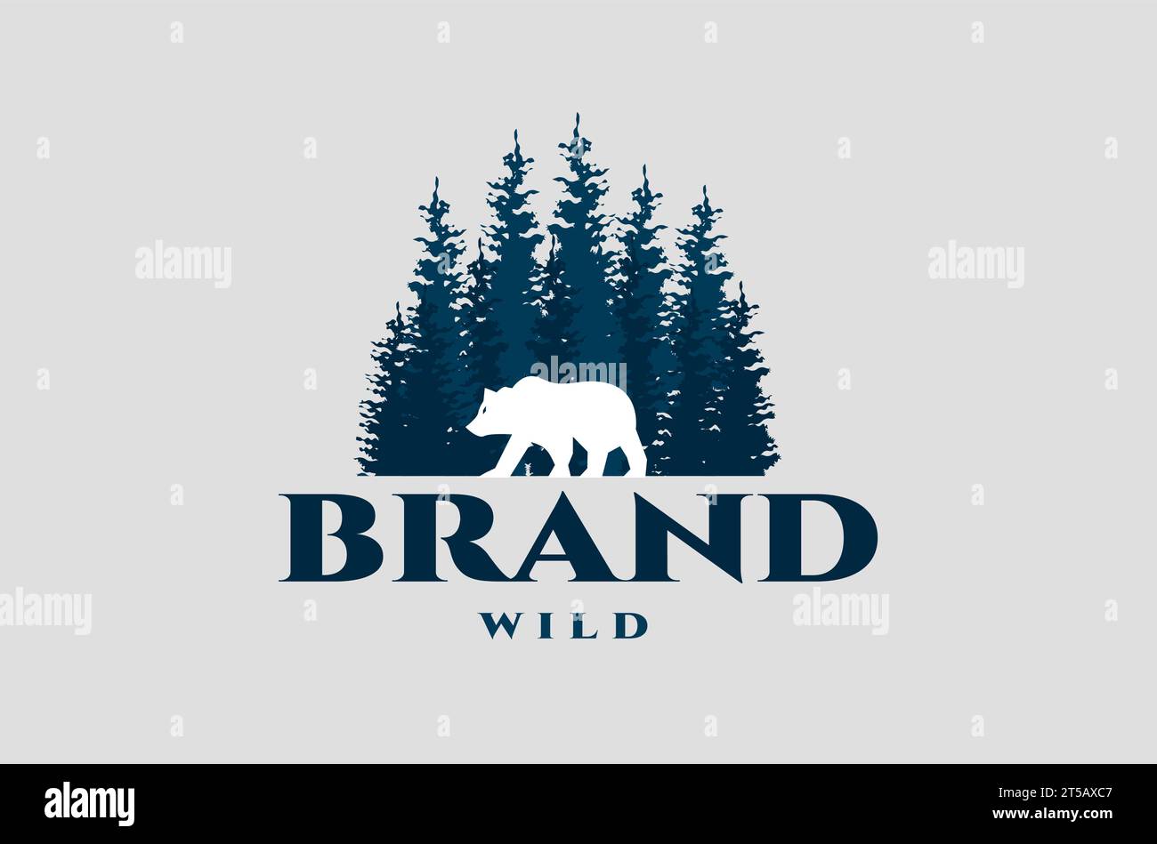 Grizzly Bear with Cedar Pine Tree Or Hemlock Fir Larch Conifer Tree For Grizzly Design Stock Vector