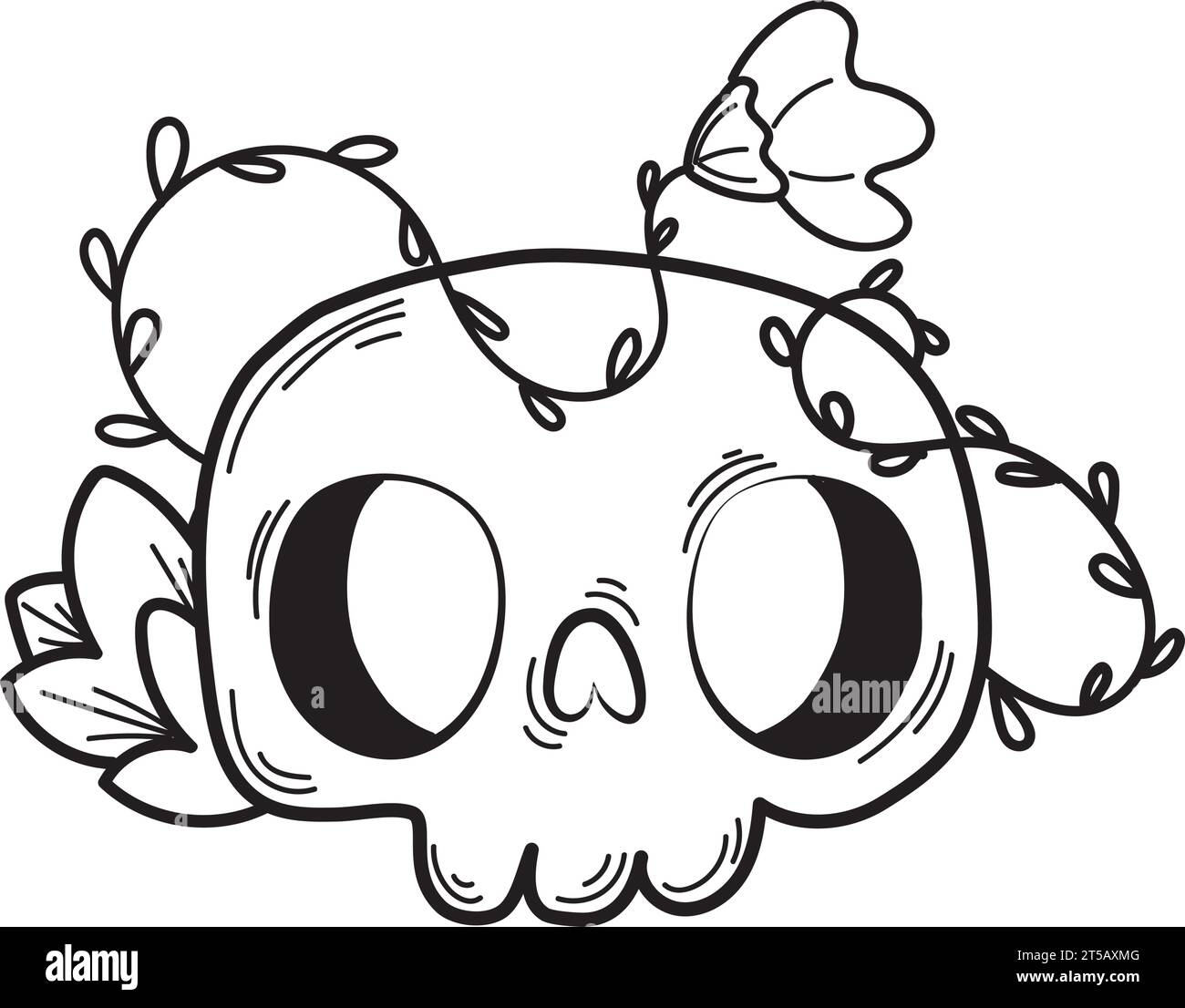 Isolated skeleton head with flowers Esoterism sketch icon Vector Stock