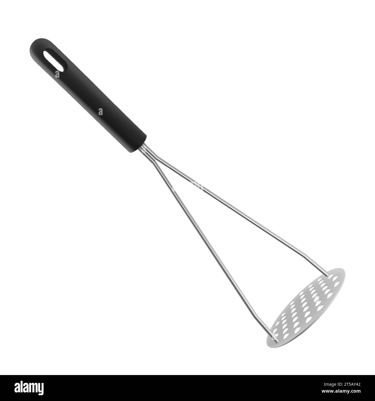 Stainless Steel Potato Masher isolated on white background. A silver